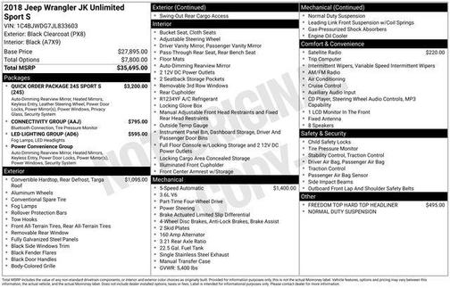 2018 Jeep Wrangler JK Unlimited Sport