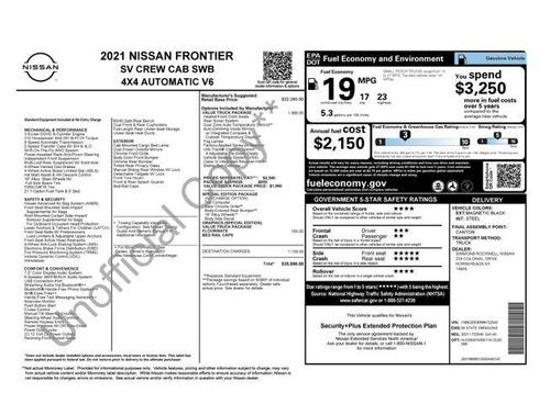 Magnetic Black Pearl 2021 Nissan Frontier SV