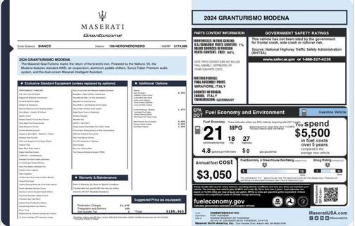 Bianco Solid 2024 Maserati GranTurismo Modena