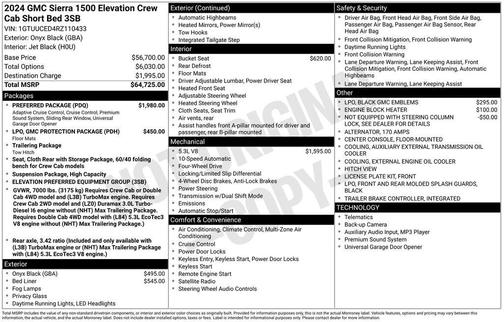 Onyx Black 2024 GMC Sierra 1500 Elevation