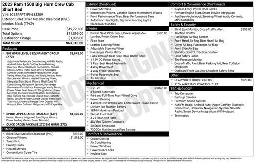 Silver 2023 RAM 1500 Big Horn
