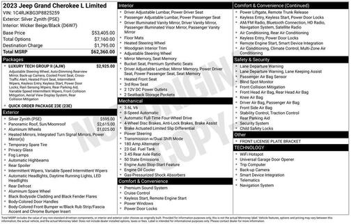 Silver 2023 Jeep Grand Cherokee L Limited