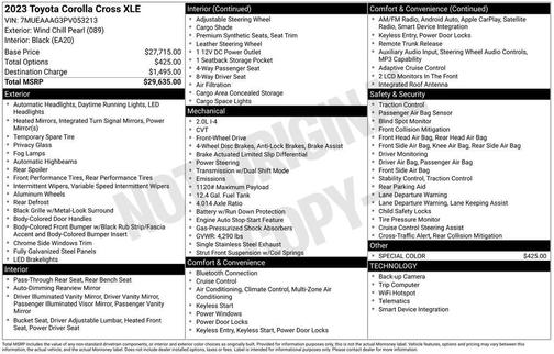 White 2023 Toyota Corolla Cross XLE