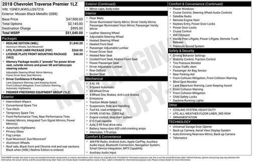 Black 2018 Chevrolet Traverse Premier