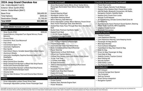 Silver 2024 Jeep Grand Cherokee 4xe Base