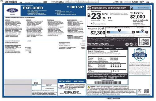 White 2025 Ford Explorer Platinum