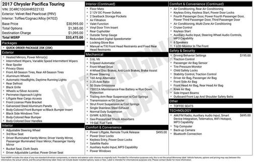 Red 2017 Chrysler Pacifica Touring