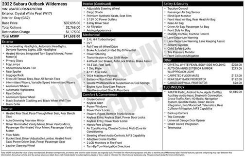Crystal White Pearl 2022 Subaru Outback Wilderness