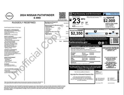 Super Black 2024 Nissan Pathfinder S