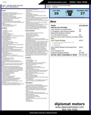 Dynamic Sunstone Red 2019 INFINITI Q60 3.0t Red Sport 400