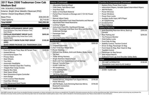 2017 RAM 2500 Tradesman Crew Cab 4x4 6'4' Box
