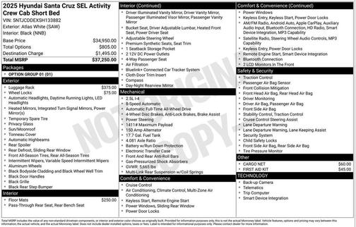 2025 Hyundai SANTA CRUZ SEL Activity