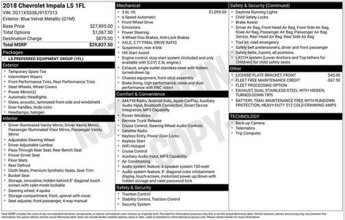 2018 Chevrolet Impala 1LS