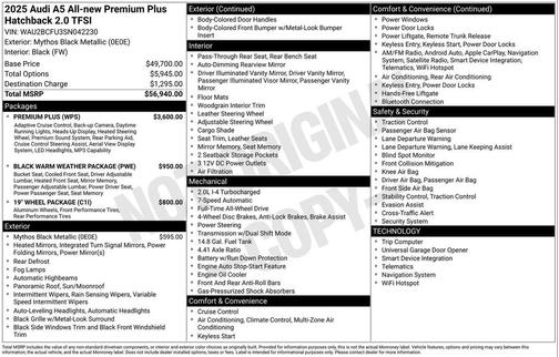 2025 Audi A5 Premium Plus TFSI quattro S tronic