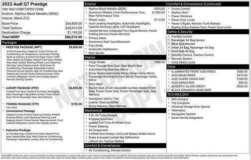 Mythos Black Metallic 2023 Audi Q7 55 Prestige