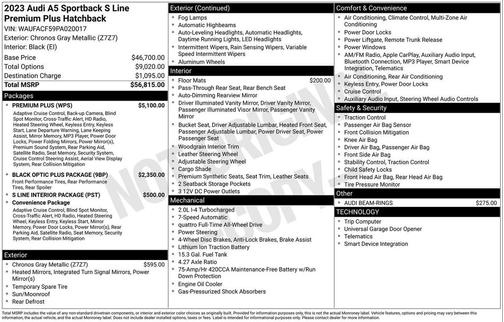 2023 Audi A5 Sportback 45 S Line Premium Plus
