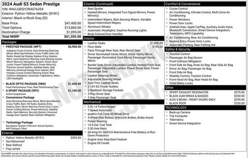 2024 Audi S3 Prestige TFSI quattro S tronic