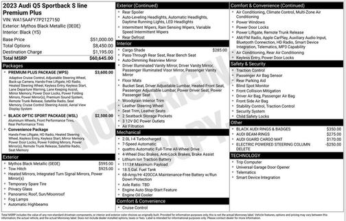 Mythos Black Metallic 2023 Audi Q5 45 S line Premium Plus