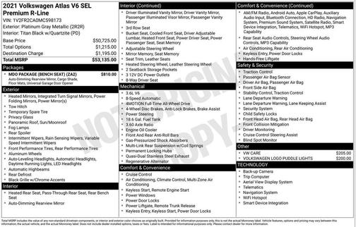 2021 Volkswagen Atlas 3.6L SEL Premium