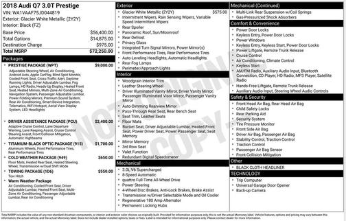 2018 Audi Q7 3.0T Prestige
