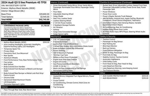 2024 Audi Q3 Premium 45 TFSI S line quattro Tiptronic