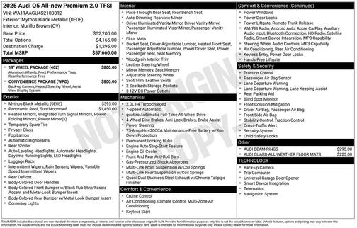 Mythos Black Metallic 2025 Audi Q5 Premium TFSI quattro S tronic