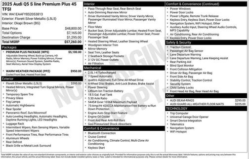2025 Audi Q5 45 S line Premium Plus