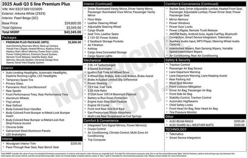 2025 Audi Q3 45 S line Premium Plus