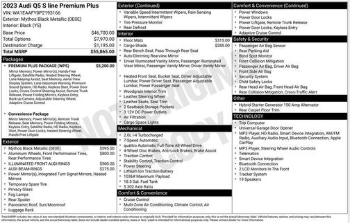 Mythos Black Metallic 2023 Audi Q5 45 S line Premium Plus