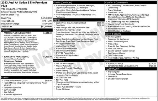 Glacier White Metallic 2023 Audi A4 45 S line Premium Plus
