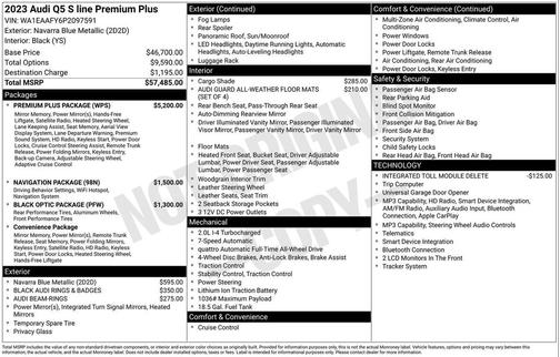Navarra Blue Metallic 2023 Audi Q5 45 S line Premium Plus