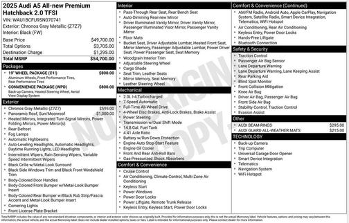 Chronos Gray Metallic 2025 Audi A5 Premium TFSI quattro S tronic