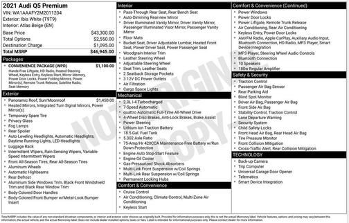 Ibis White 2021 Audi Q5 45 Premium