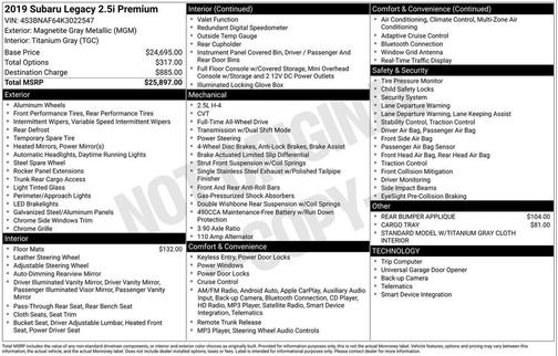 2019 Subaru Legacy Premium