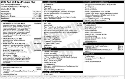 Mythos Black Metallic 2023 Audi Q5 45 S line Premium Plus