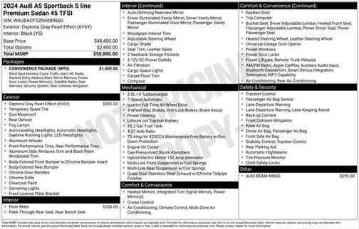 2024 Audi A5 Sportback 45 S Line Premium