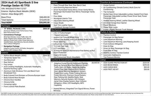 2024 Audi A5 Sportback 45 S Line Prestige