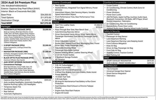 2024 Audi S4 Premium Plus TFSI quattro Tiptronic