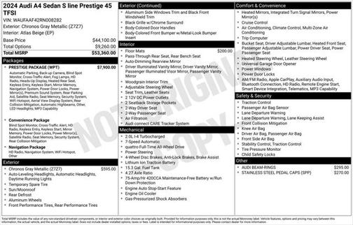 2024 Audi A4 Prestige 45 TFSI S line quattro S tronic