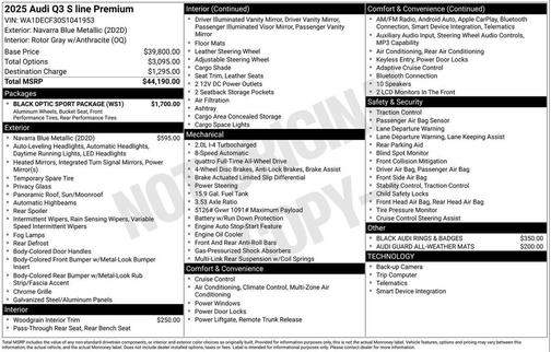 2025 Audi Q3 Premium 45 TFSI S line quattro Tiptronic