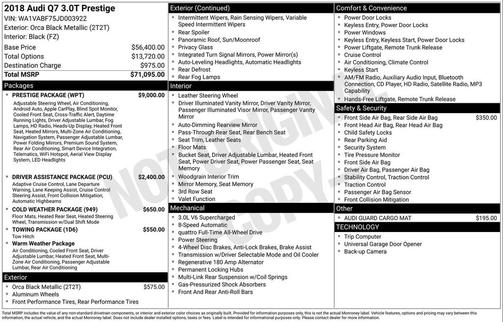 2018 Audi Q7 3.0T Prestige