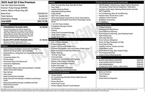 2025 Audi Q3 Premium 45 TFSI S line quattro Tiptronic
