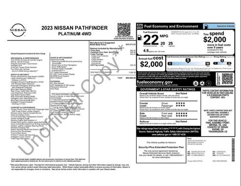 Super Black 2023 Nissan Pathfinder Platinum 4WD