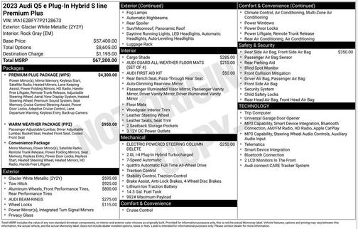 Glacier White Metallic 2023 Audi Q5 e 55 S line Premium Plus