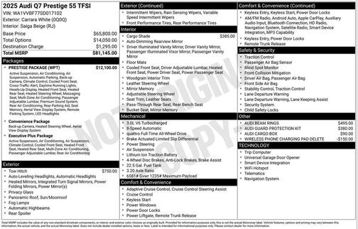 2025 Audi Q7 55 Prestige