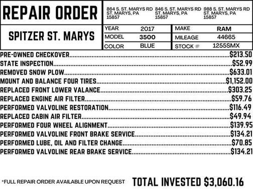 2017 RAM 3500 Tradesman Regular Cab 4x4 8' Box