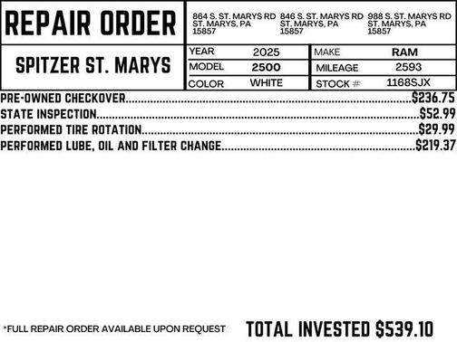 2025 RAM 2500 Big Horn Crew Cab 4x4 6'4' Box