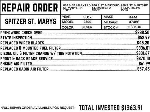 2017 RAM 3500 Tradesman Crew Cab 4x4 8' Box
