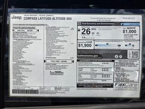 Sting Gray Clearcoat 2026 Jeep Compass Latitude