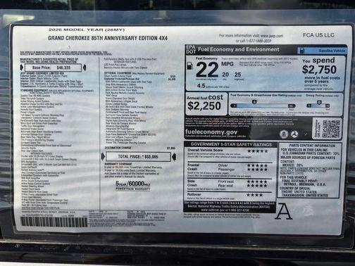 Silver Zynith 2026 Jeep Grand Cherokee Sport